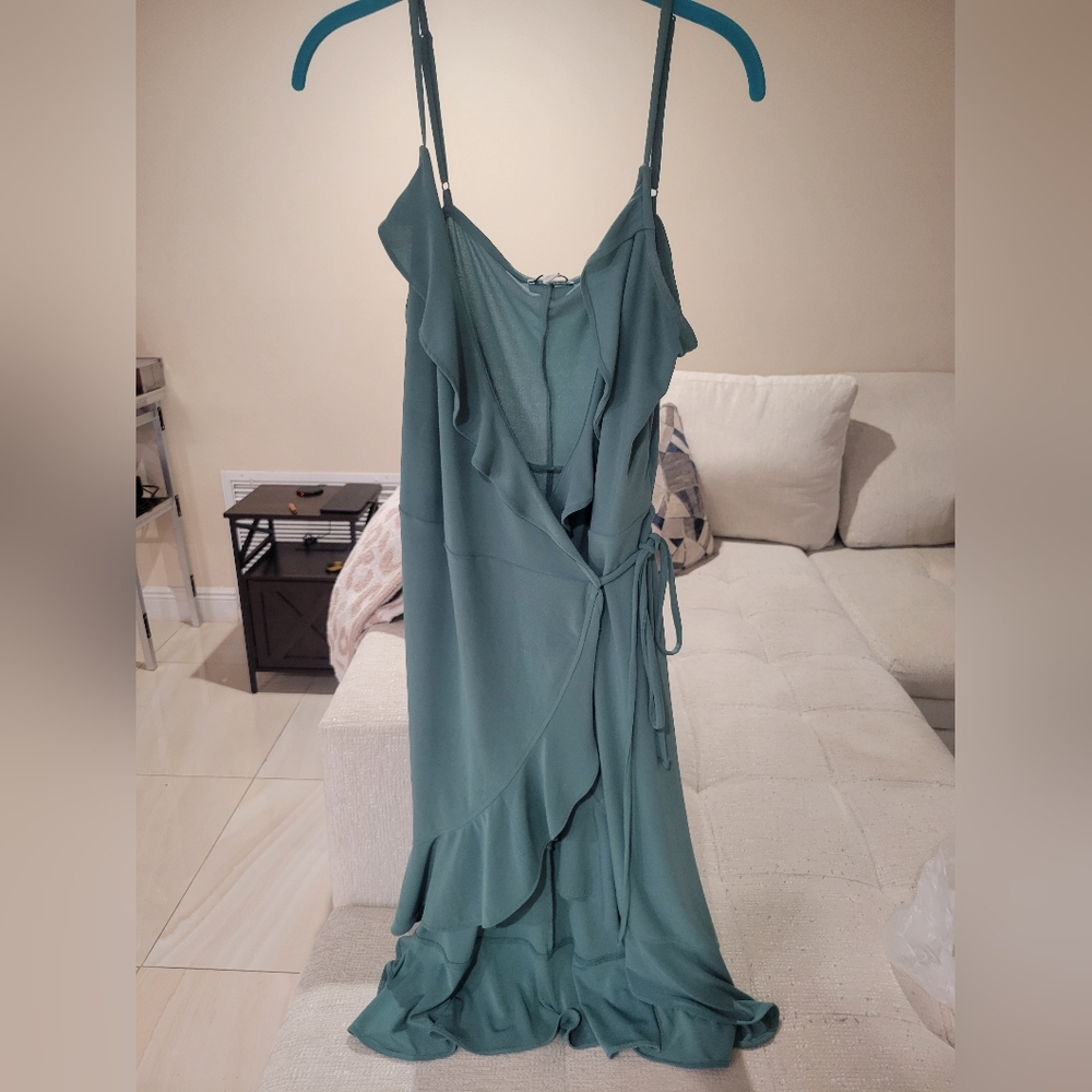 Elegant Teal Wrap Dress